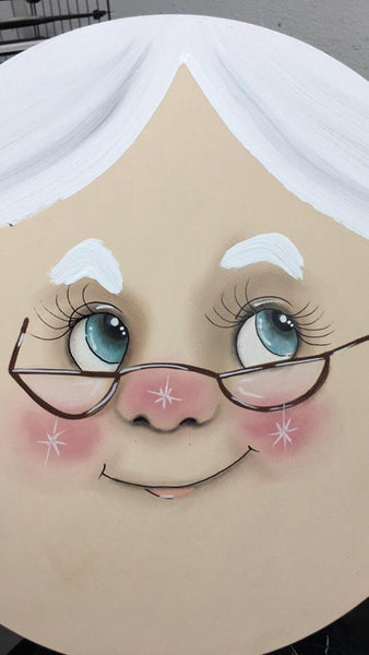 #1019 Santa Face, 12", Round, Mrs. Claus