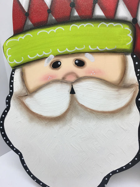 #1008 Santa Face, Harlequin Hat, 12.5"