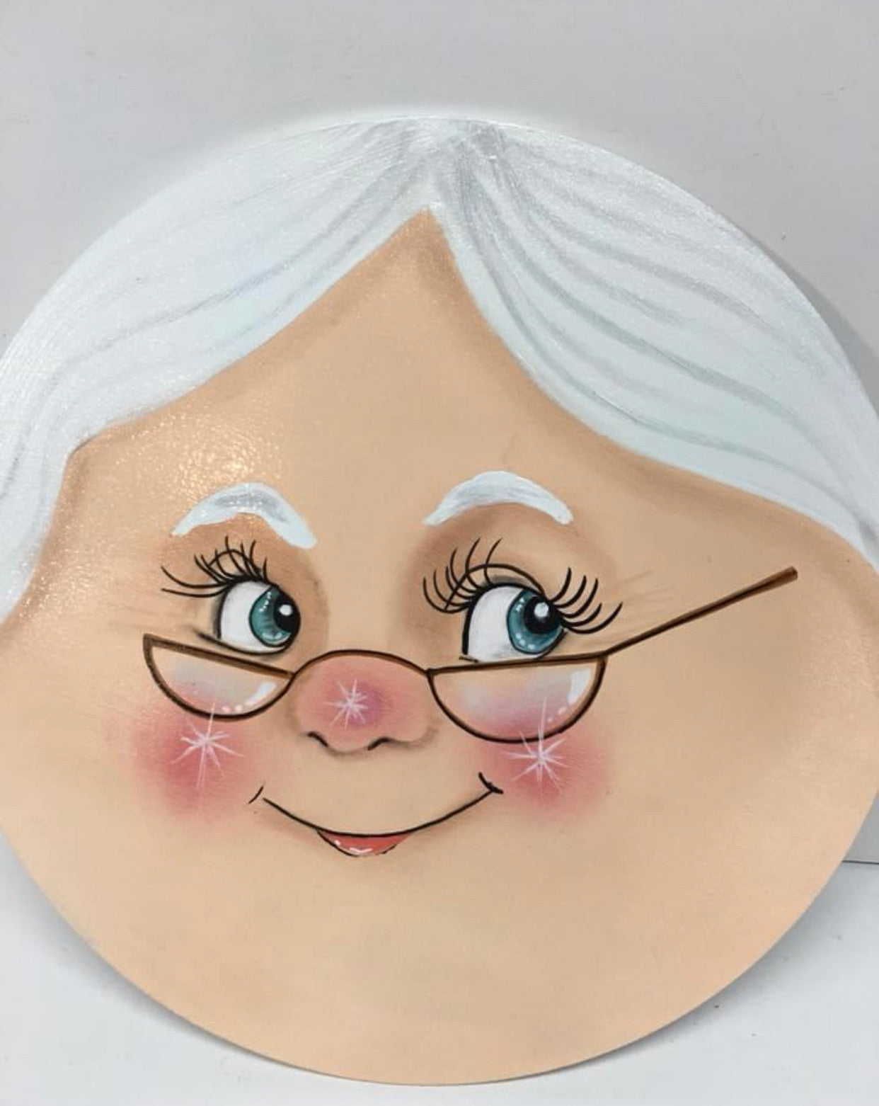 #1019 Santa Face, 12", Round, Mrs. Claus