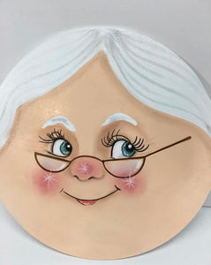 #1019 Santa Face, 12", Round, Mrs. Claus