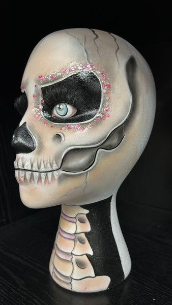 Mannequin head female sugar skull