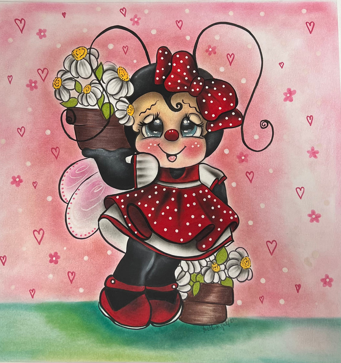 Ladybug scene 11x11” – WoodArtStudio