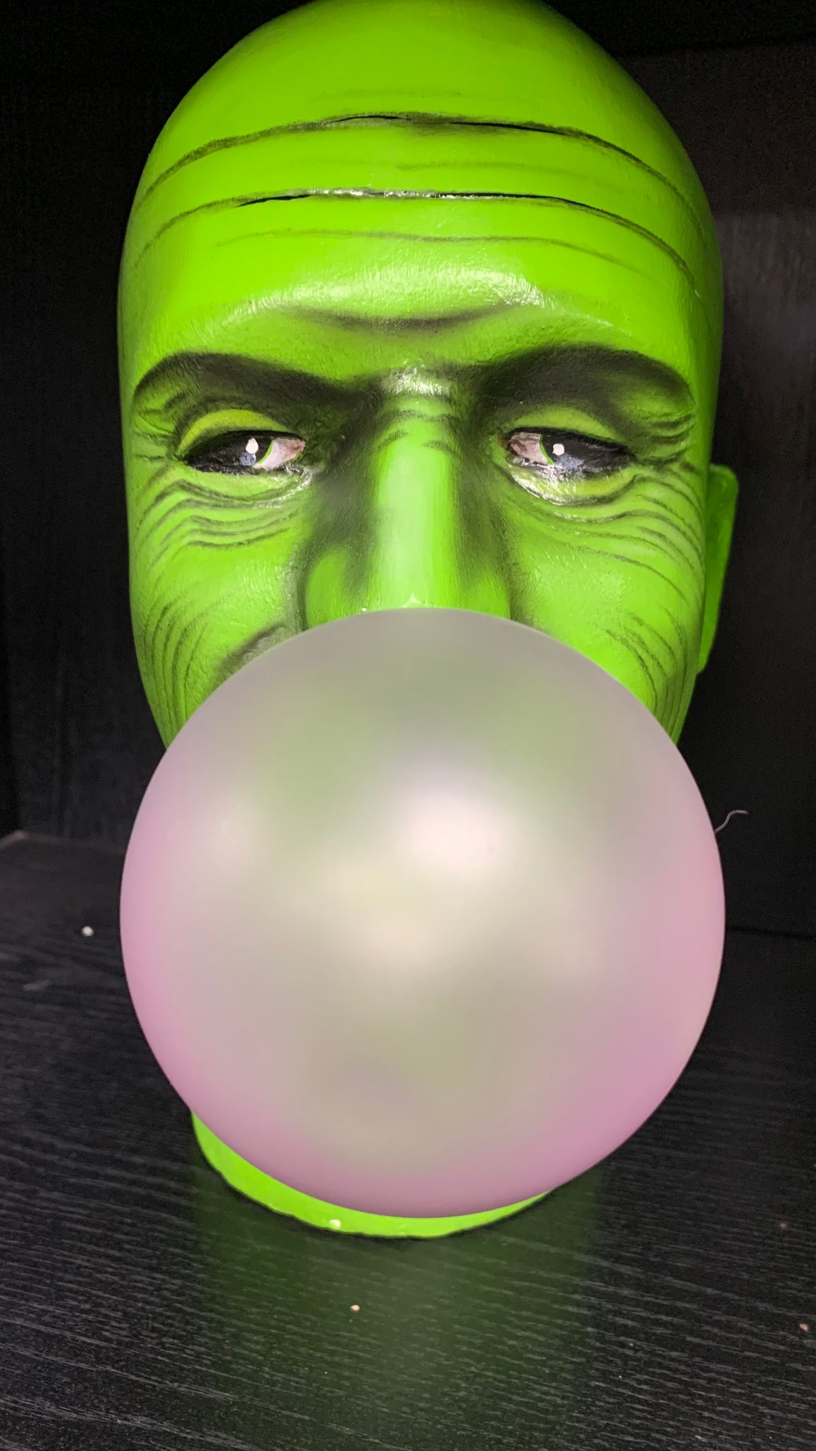 Frankie with bubble gum mannequin