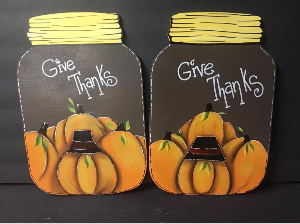 Give Thanks Pumpkin Mason Jars